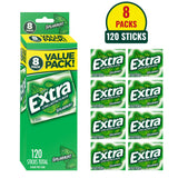 EXTRA Spearmint Sugar Free Chewing Gum, 15 Sticks per Pack, 8 Pack Bulk