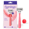 Flamingo Women's Razor Shaving Set with Razor Handle and 5-Blade Razor Cartridge, Pink, 3 Piece