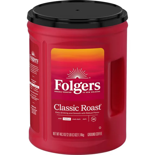 Folgers Classic Roast Ground Coffee, Medium Roast, 40.3 oz Canister