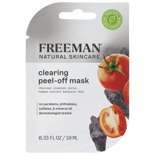 Freeman Natural Skincare Clearing Charcoal & Tomato Peel-off Facial Mask for Acne, 6 oz