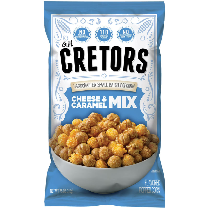 G.H. Cretors Handcrafted Small-Batch Cheese & Caramel Popcorn Mix, 7.5 oz, Gluten-Free Snack