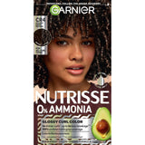 Garnier Nutrisse 0% Ammonia Glossy Curl Nourishing Permanent Hair Color Kit, CR4 Dark Brown, 1 Kit