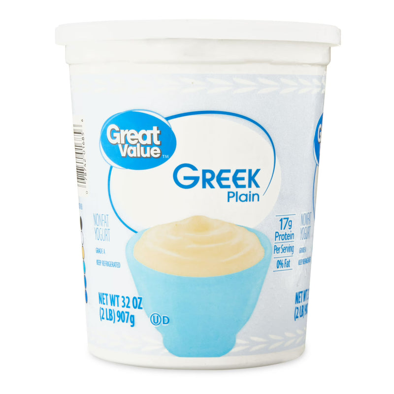 Great Value Plain Nonfat Greek Yogurt, 32 oz Tub