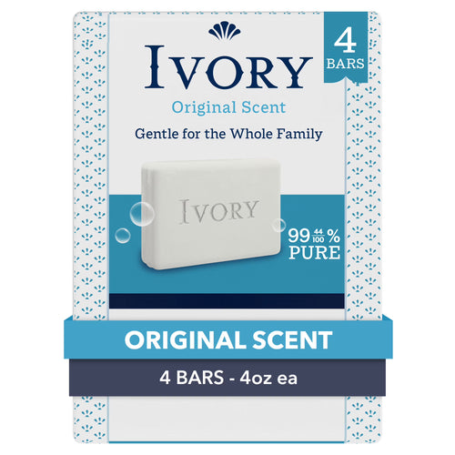Ivory Gentle Bar Soap, Original Scent 4 oz (4 count)