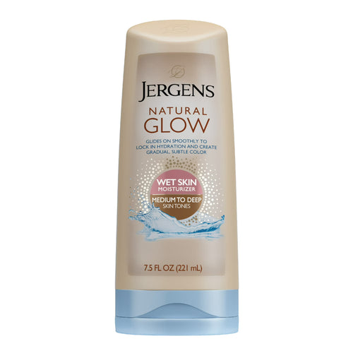 Jergens Natural Glow Wet Skin Moisturizer In-Shower Self Tanner Medium to Tan Skin, 7.5 fl oz