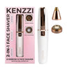 KENZZI 2-in-1 Rechargeable Women’s Face Electric Shaver and Facial Hair Remover with Eyebrow Trimmer, White and Rose Gold