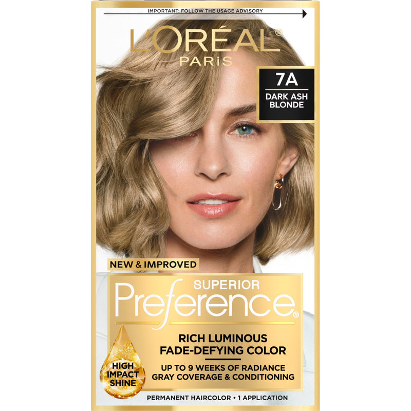 L'Oréal Paris Superior Preference Fade-Defying Adult Permanent Hair Color, 7A Dark Ash Blonde, 1 Kit