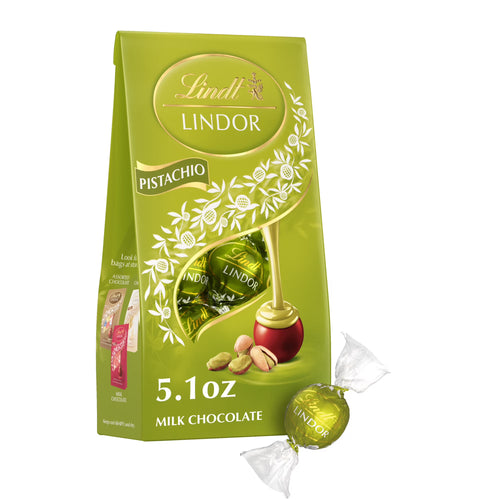 Lindt LINDOR Pistachio Milk Chocolate Candy Truffles, 5.1 oz. Bag