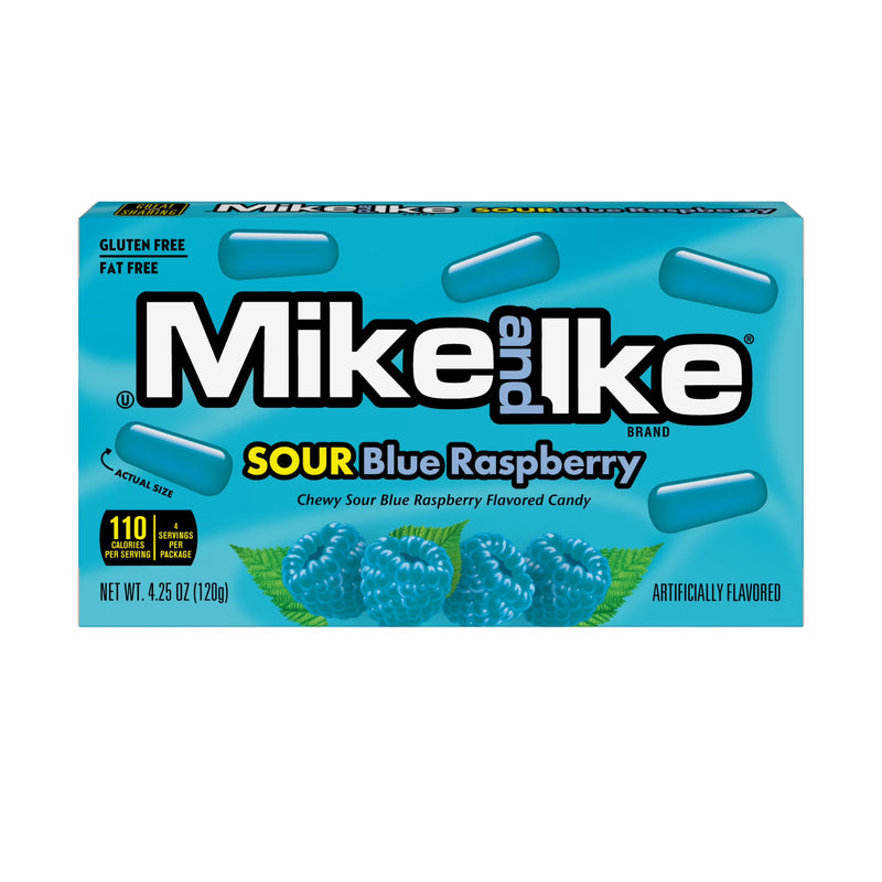 Mike and Ike Sour Blue Raspberry 0.78 oz. Box - Case of 24