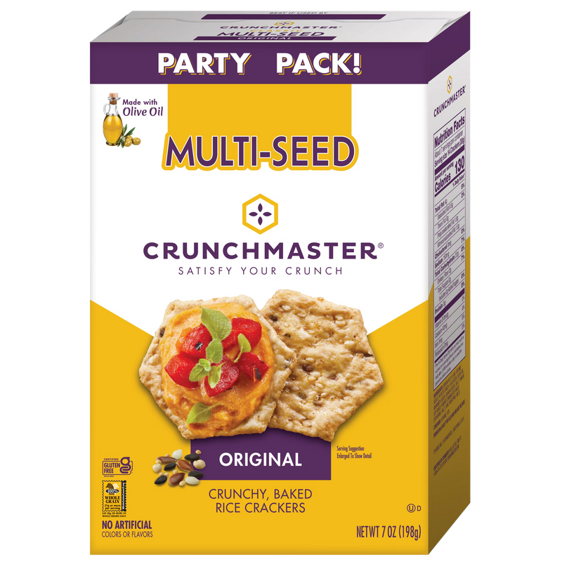 Crunchmaster Multi-Seed Original Gluten-Free crackers, Party Pack, 7 oz. Bag in Box