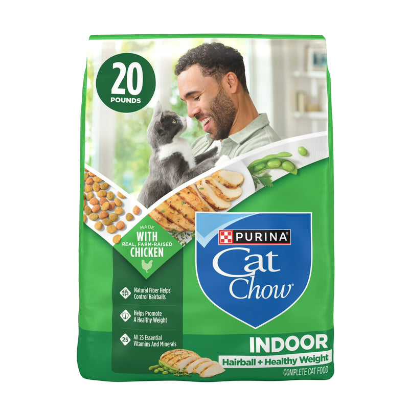 Purina Cat Chow Indoor Healthy Weight and Hairball Dry Cat Food With Chicken, 20 lb.