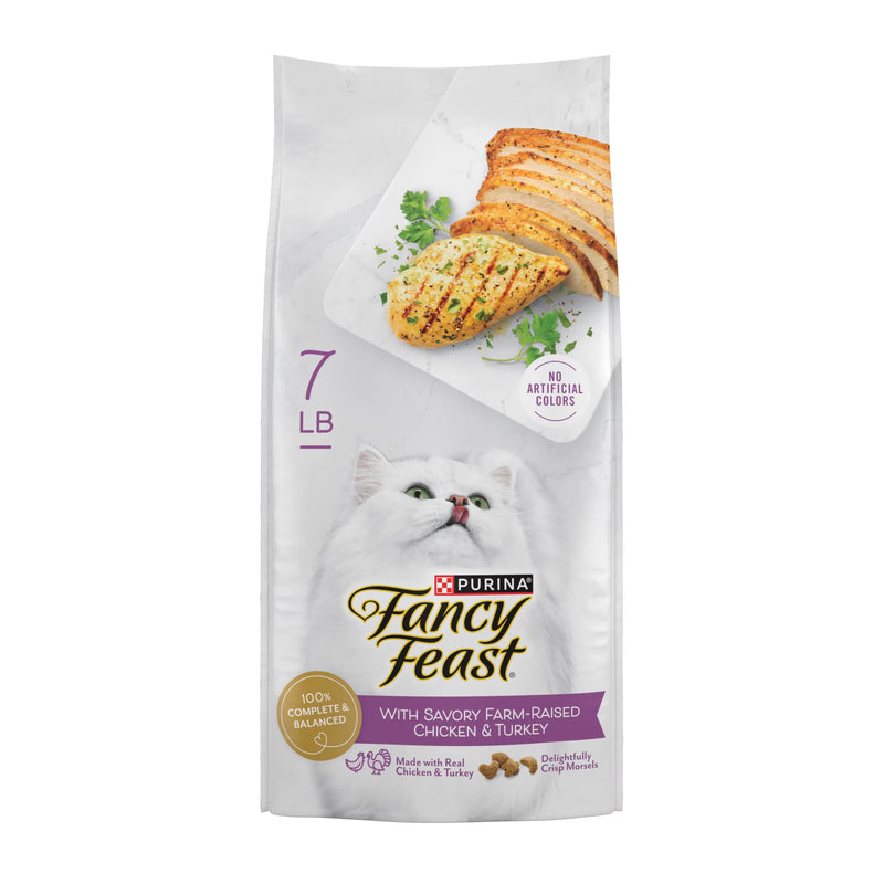 Purina Fancy Feast Dry Cat Food with Savory Farm-Raised Chicken and Turkey, 7 lb.