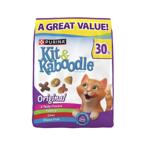 Purina Kit & Kaboodle Original, Indoor Dry Cat Food, Chicken, Liver, Turkey, Oceanfish, 30 lb Bag