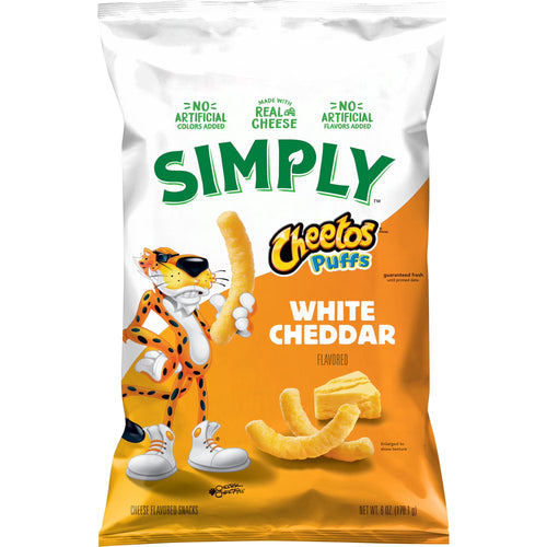 Simply White Cheddar Cheese Flavored Cheetos Puffs Snacks, 6 oz