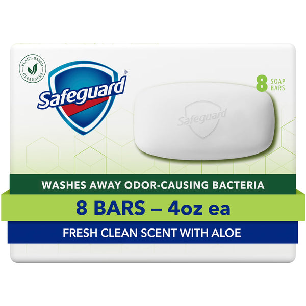 Safeguard Bar Soap Fresh Clean Scent with Aloe, 4oz (8 Count