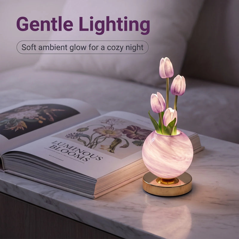 Tulip LED Night Light USB Rechargeable Floral Table Lamp