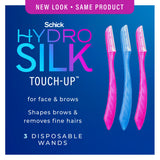 Schick Hydro Silk Touch-up Manual Dermaplaning Razor with Precision Cover, 3 Ct, Women’s Face Razor