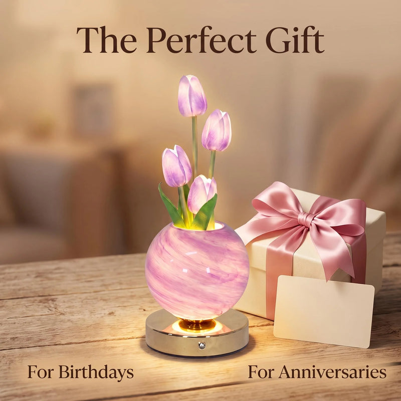 Tulip LED Night Light USB Rechargeable Floral Table Lamp