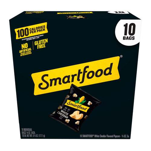 Smartfood Popcorn White Cheddar Flavored Popcorn Snacks, 0.625 oz Bags, 10 Count Multipack