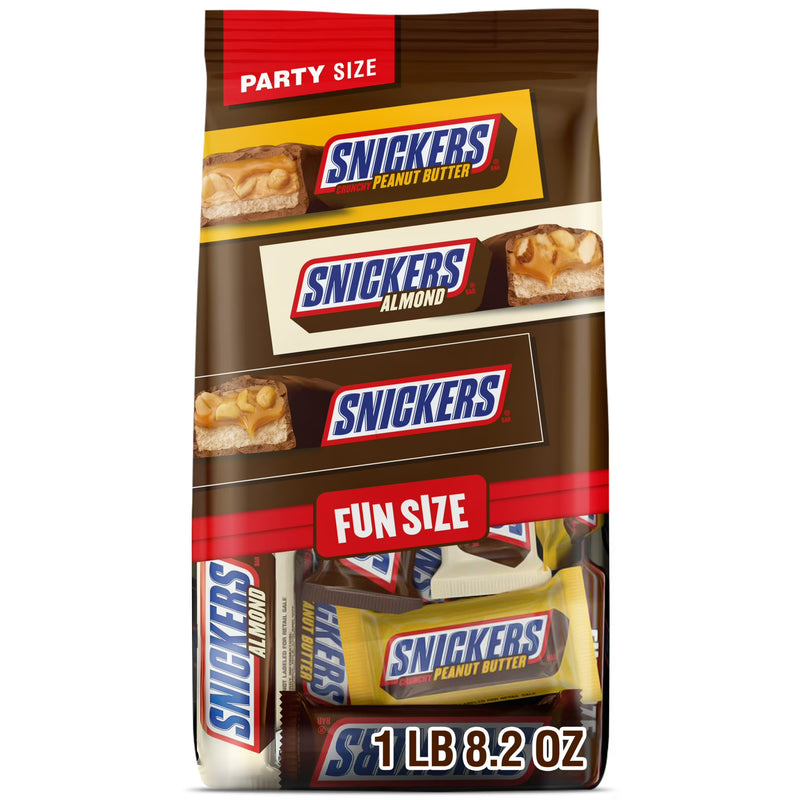 Snickers Fun Size Football Chocolate Bars Variety Pack, Party Size - 24.02 oz Candy Bag