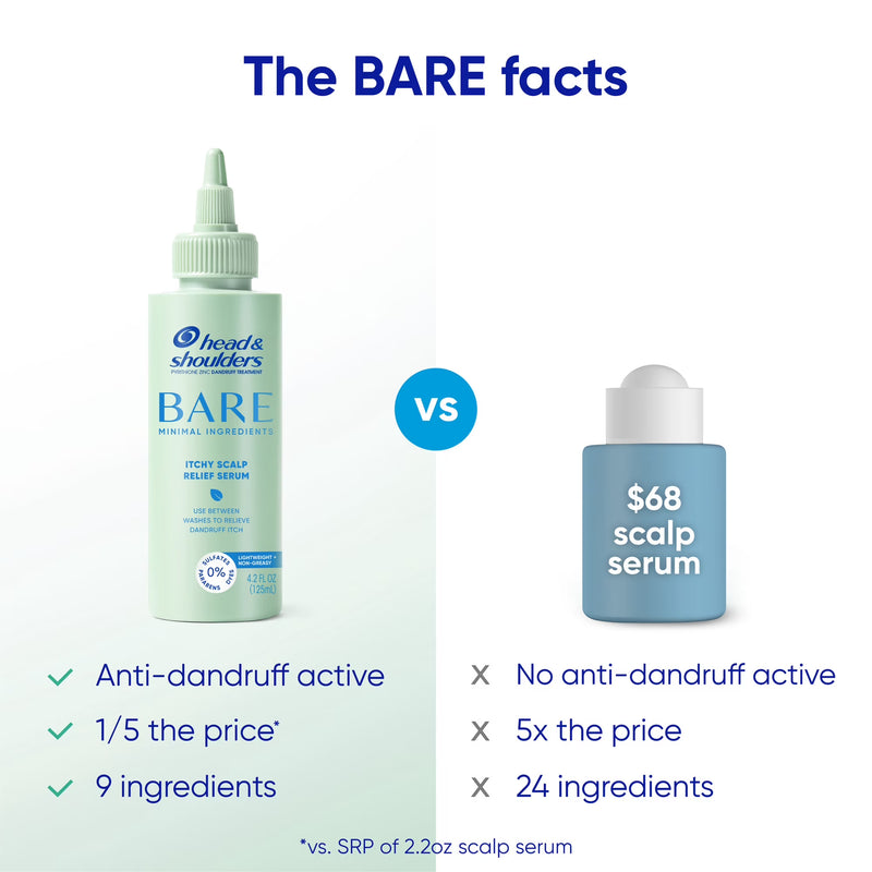 Head and Shoulders BARE Itchy Scalp Relief Serum, Instant Cooling, Lightweight, Anti-Dandruff, 4.2 fl oz