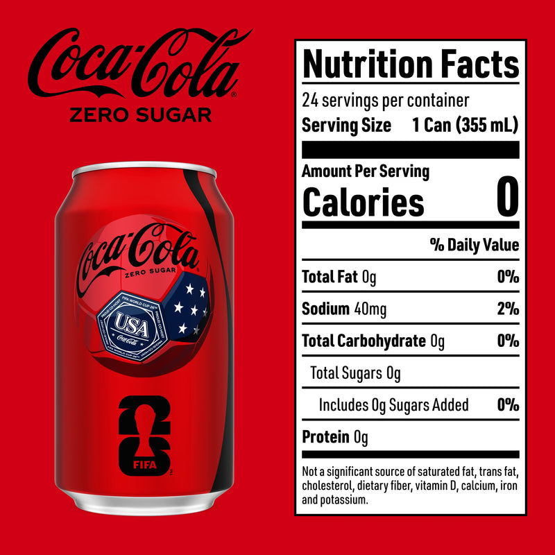 Coca-Cola Zero Sugar Soda Pop Cans, 12 fl oz, 24 Pack