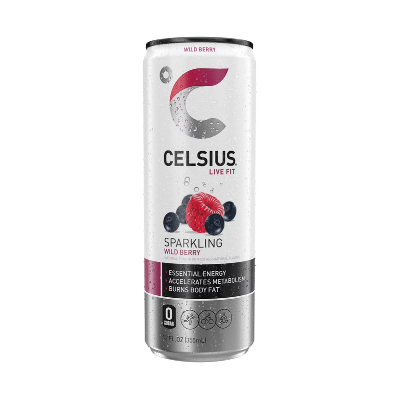 CELSIUS Sparkling Wild Berry, Functional Energy Drink 12 fl oz Can (Pack of 12)