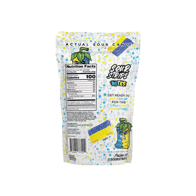 SOUR STRIPS Bites Bluerazz Lemonade Flavored Chewy, Candy Bag, 6.35 oz