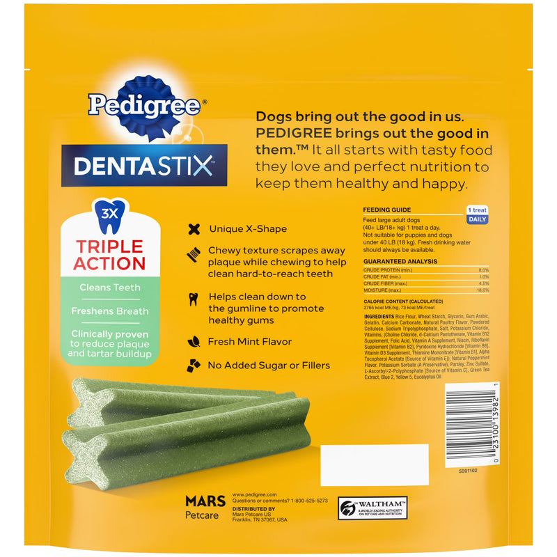 Pedigree Dentastix Fresh Flavor, Large Breed Dog Treats, 1.87 Lb. Bag