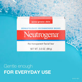 Neutrogena Acne Face Wash Bar, Acne Treatment for Acne-Prone Skin, Facial Cleanser, 3.5 oz