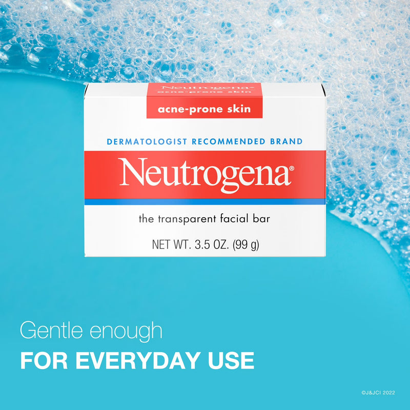 Neutrogena Acne Face Wash Bar, Acne Treatment for Acne-Prone Skin, Facial Cleanser, 3.5 oz