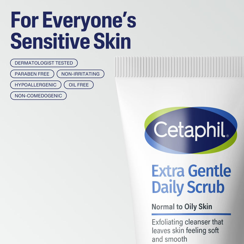 Cetaphil Extra Gentle Daily Face Scrub, Exfoliates & Cleanses, Sensitive Skin, 6 fl oz