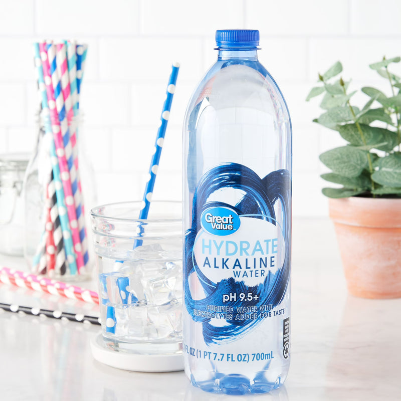 Great Value Hydrate Alkaline Water Bottle, 23.7 fl oz, 15 Count