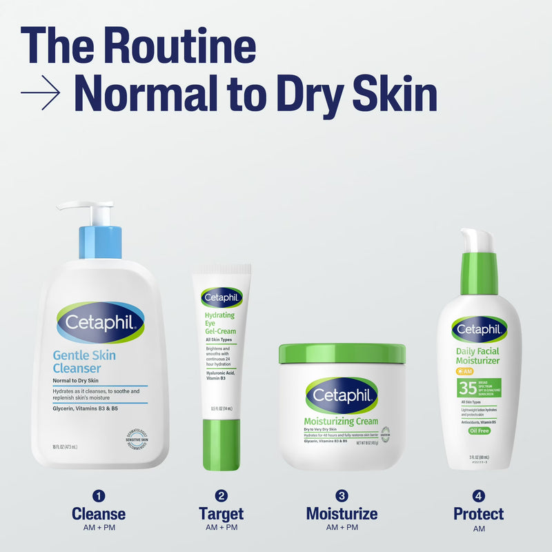 Cetaphil Travel Size Face Wash Hydrating Gentle Skin Cleanser for Dry to Normal Sensitive Skin, 2 oz