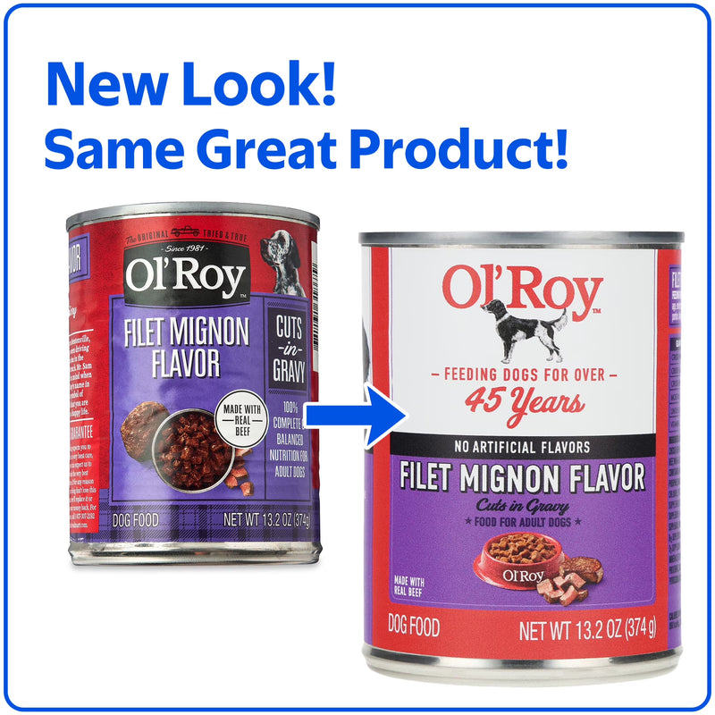 Ol' Roy Filet Mignon Flavor Cuts in Gravy Wet Dog Food, 13.2 oz Can
