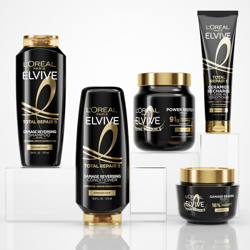 L'Oreal Paris Elvive Total Repair Squeeze Leave in Conditioner, Damaged Hair, Protein, 5.1 fl oz