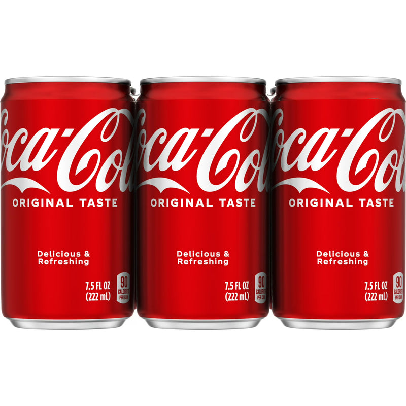 Coca-Cola Soda Pop Mini Cans, 7.5 fl oz, 6 Pack