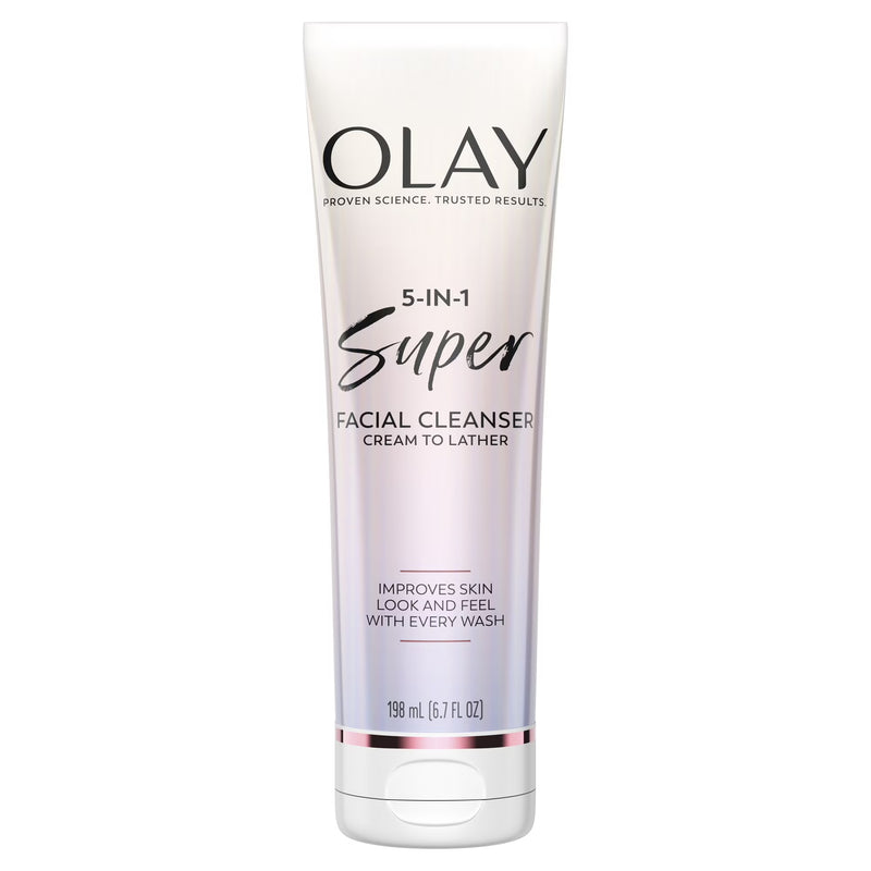 Olay Super Facial Cleanser – Advanced Deep Clean & Hydrating Formula for All Skin Types, Gently Removes Impurities and Makeup, Enhances Moisture Balance, Promotes Radiant and Smooth Skin, 6.7 oz