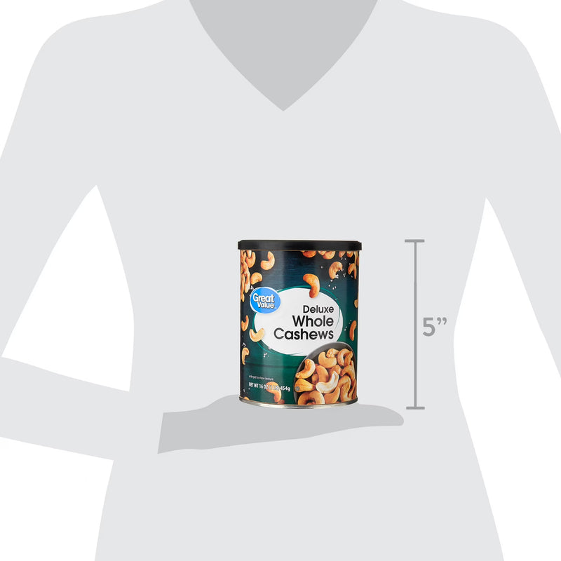 Great Value Deluxe Whole Cashews, Salted, 16 oz