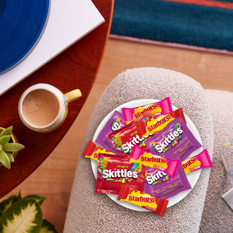 Skittles & Starburst Fun Size Chewy Candy Variety Bag, Party Size - 20.13 oz Bulk Bag