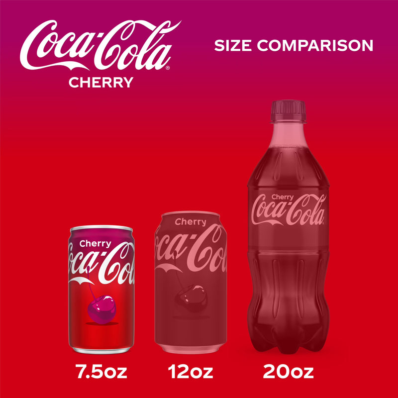 Coca-Cola Cherry Soda Pop Mini Cans, 7.5 fl oz, 6 Pack