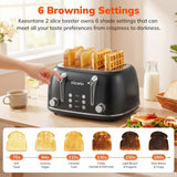 NICWIN 4 Slice Toaster, Extra Wide Slots Bread Toaster, Toast Shade Selector, Defrost & Reheat Functions for Kitchen Apartment Essentials, Black