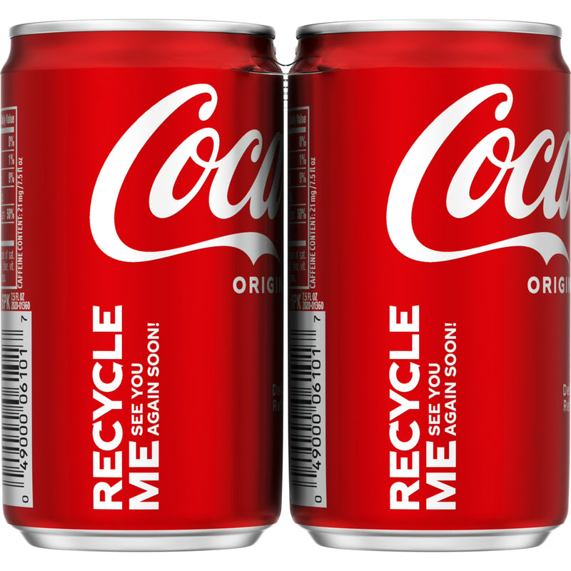 Coca-Cola Soda Pop Mini Cans, 7.5 fl oz, 6 Pack