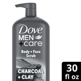 Dove Men+Care Elements Liquid Body Wash and Face Wash Charcoal + Clay Nourishing Cleanser, 30 oz