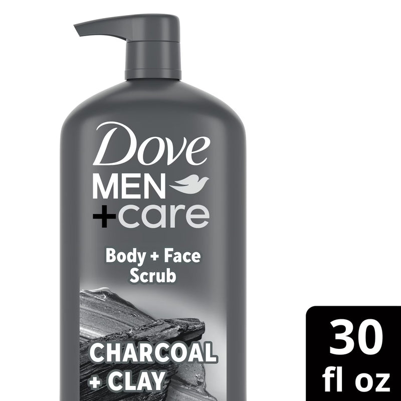 Dove Men+Care Elements Liquid Body Wash and Face Wash Charcoal + Clay Nourishing Cleanser, 30 oz