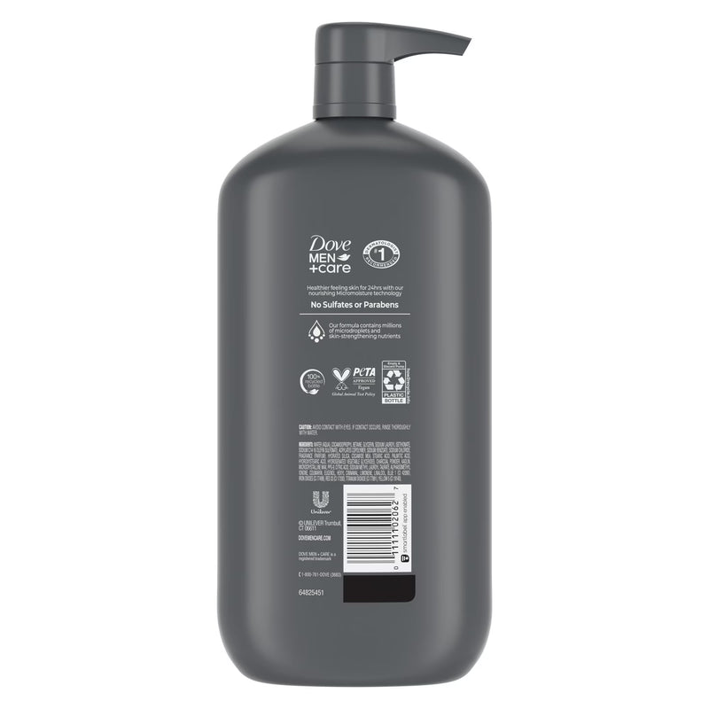 Dove Men+Care Elements Liquid Body Wash and Face Wash Charcoal + Clay Nourishing Cleanser, 30 oz
