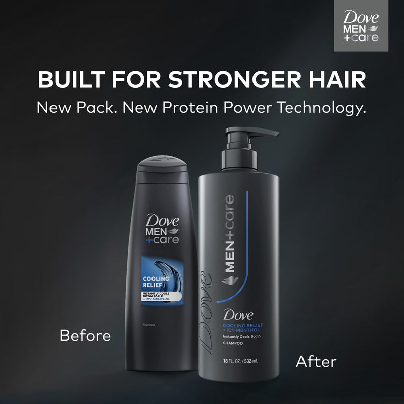 Dove Men+Care Shampoo for Instantly Cools Scalp Cooling Relief with Icy Menthol, 18 fl oz 1 Count