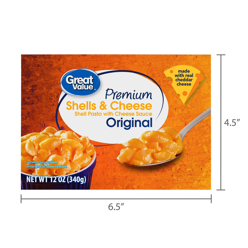 Great Value Premium Original Shells & Cheese, 12 oz