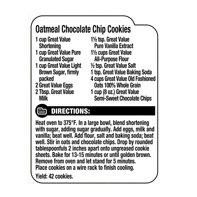 Great Value Instant Old Fashioned Oats, 18 oz Tube