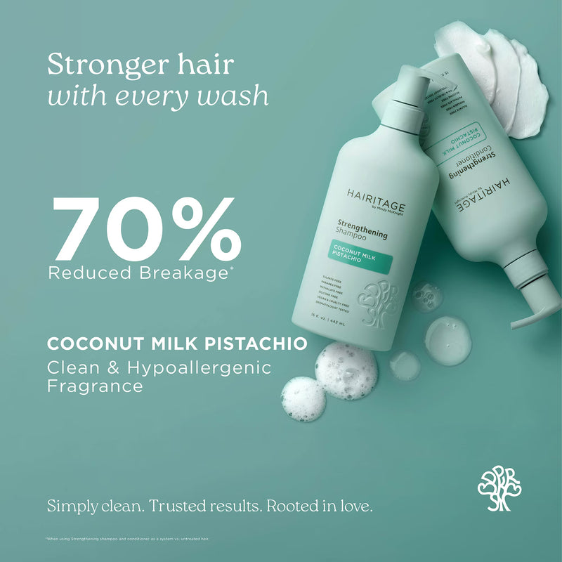 Hairitage Coconut Milk Pistachio Strengthening Shampoo for Dry Damaged Hair, 15 fl oz